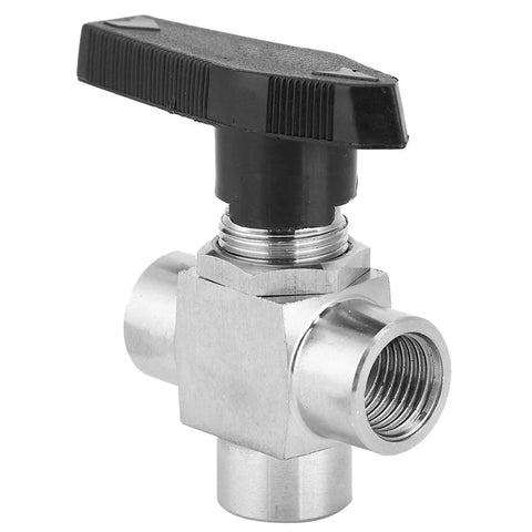 Heavy Duty 304 Stainless Steel 3 Way Ball Valve With Rock Solid Leak Proof BSPP Female Threads And Half Inch Ports for plumbing
