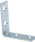 100 Pack Tough As Nails L Shaped Corner Braces 2 Inch 14 Gauge Zinc Coated Steel Angle Brackets for DIY projects, showcasing a single brace.