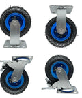 Heavy Duty Rubber Swivel Caster Wheels With Grip Lock Brakes Ultra Slick Trolley Casters, 8-inch with dual ball bearing design.