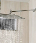 High Pressure Stainless Square Rain Shower Head With Arm Delivers Full Body Coverage And Soothing Waterfall, 12 Inch Chrome Finish