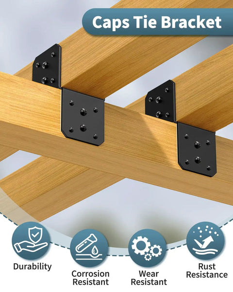 Heavy Duty Joist Anchor Connector For 4x4 Posts Beefed Up Truss To Beam Roof Tie Hanger For Pergola Rafters Rust Resistant Carbon Steel Black Finish 4 Pack