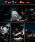 Man using Six Pack Magnetic LED Work Lights With 360 Degree Rotating Heads, Rechargeable Mechanics Light With Five Modes for repairs