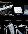 Mega Wide Rain Shower Head Combo With 11 Inch Extension Arm And 12 Inch Face, High Pressure Rain Head With Handheld Spray And Holder
