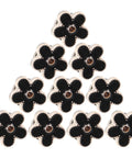Total Fashion Hack With These Pocket Ready Black Flower Button Covers And Alloy Brooch Pins For Dresses No Sew Snap Fasteners arranged in pyramid.