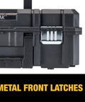 Close-up of the TSTAK II Flat Top Tool Box With Flexible Stacking Platforms And Holds Up To 66 Lbs Heavy Duty Metal Latches