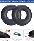 2-Pack Heavy-Duty Inner Tubes 16x6.50-8 And 16x7.50-8 With TR-87 Bent Valve Stem for lawn mowers and more, shown in detailed view