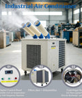 Heavy Duty 220V Portable Industrial Spot Cooler Brings Serious Chill To Warehouses And Workshops Three Adjustable Airflow Speeds with three ducts.