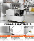 Commercial 550W Stainless Steel Fryer Filter Machine With 55L Oil Filtration System and mobile oil separator in a kitchen setting.
