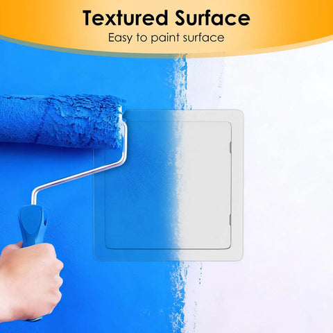 Heavy Grade 6X6 Inch Drywall Access Panel With Concealed Hinge System For No Sweat Ceiling Repair Quick Plumbing Hookup Plus Legit Diy Friendly Installation, shown during painting process.