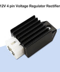 12V 4 Pin Drop In Ready Voltage Regulator Rectifier Replacement For 50cc To 125cc ATVs Scooters Rectifier Black