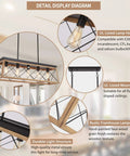 Detail display of farmhouse chandelier with five lights for kitchen island lighting rustic white wood finish dining room pendant.