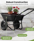 Dual Wheel Wheelbarrow With 14 Inch Pneumatic Tires 330 Lb Capacity Heavy Duty Workhorse Garden Cart with plants and soil