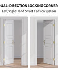 Joyny 2-pack self-closing 4-inch gold door hinges installed on white interior doors (left/right handed)