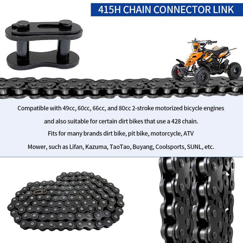 Rugged Heavy Duty 415H Chain That Packs A Punch For Motorized Bikes With Connector and ATV Image