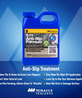 Slick Free Super Grippy Anti Slip Floor Treatment And Sealant For Tile Stone Concrete Inside Exterior Easy Apply Formula Guard For Hard Surfaces Covers 750 Sq Ft Per Quart in blue quart jug.