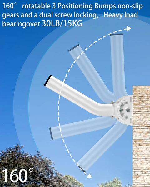 Outdoor Antenna Mount Rock Solid For Wireless Bridge 11 Inch Dual Screw Locking J Pole Bracket showing 160 degree adjustability