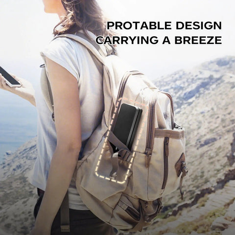 Game Changing Portable Bluetooth Printer With No Hassle Inkless Thermal Tech For Dang Quick US Letter Paper High Speed 300Dpi Imaging Black compactly stored in a backpack pocket.