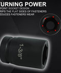 1 Inch Drive Deep Impact Socket Set With 9 Piece CrMo 6 Point Sockets From 1 Inch To 2 Inch SAE showing 1-3/8 inch socket