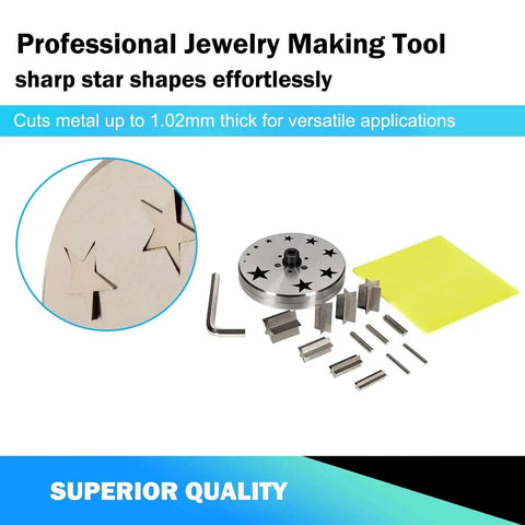 Disc Cutter Set With 10 Star Punches for DIY Jewelry Making and Metal Stamping Blanks in various sizes on display