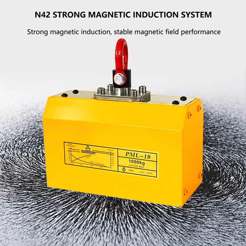 Heavy Duty Fully Automatic Magnetic Lifter Boasting 2200 Lbs Lifting Power For Shop Cranes with strong magnetic induction system.