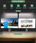 Game-Changing Double Head Desk Lamp With Clamp, 24W LED Engine Delivers 1200 Lumens Over Computer Monitors, Extends 32 Inches