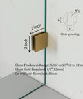 Sleek Matte Black Glass Shower Door Hardware Kit Frameless Swing Setup With Self Closing Action showing 2-inch matte gold clamp detail