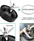 7 Fin Blender Blade Replacement Compatible With Auto IQ Blenders, shown with extra gasket and installed gasket for BL450-30.