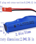 3.7V 800mAh Li Ion rechargeable battery with JST plug and USB cable for Huina 1337 1338 RC construction trucks, 51mm length