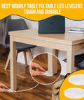 Clear Circular Table Leg Wedges For Wobble Free Furniture Non Slip Rubber Levelers installed under wooden table leg