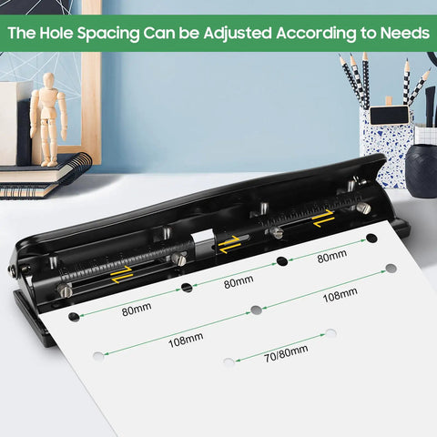 Ultra Compact 4 Hole Paper Punch For A4 Refills 6mm Hole Diameter 10 Sheet Capacity Portable Manual Desk Puncher