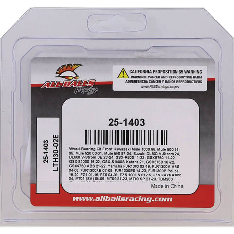 Packaging of Wheel Bearing Seal Kit For Kawasaki Yamaha Replacement Set with part number and compatibility details.
