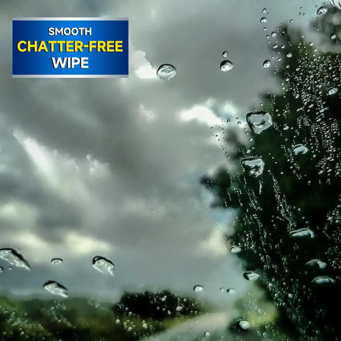Heavy Duty Windshield Wiper Blades 3 Pack Designed For Jeep Wrangler Jk Models 2007 2017 viewed through raindrops on glass.