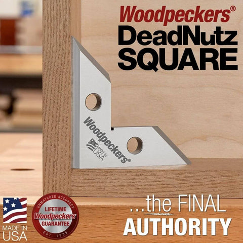 Front view of Woodpeckers DeadNutz Square, 3-1/2-in stainless steel precision machinist square setup tool