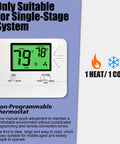 No Frills Manual Thermostat For Home With 1 Heat 1 Cool Non Programmable Control Green Backlight Easy Dial Display
