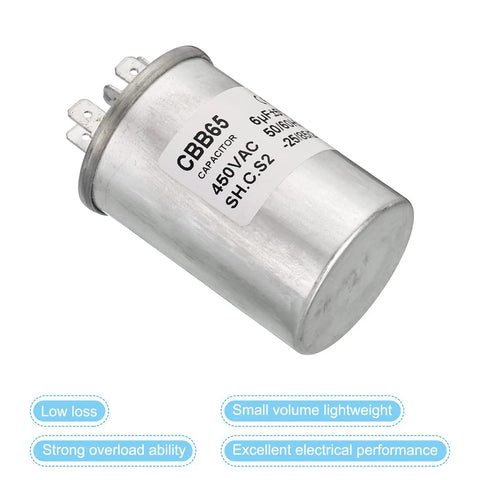 Beefed Up 6uF 450V AC CBB65 Fan Start Capacitor For Air Conditioners And Heat Pumps Circular Run Capacitor For HVAC Condensers