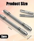 Premium Two Piece Double Ended Pin Vise Kit Equipped With Precision Brass Chucks For Heavy Duty Wire Twisting Copper Winding And Dope Jewelry Crafting Projects, shown in size 10.2cm and 0.95cm.