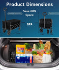 Grab And Go Heavy Duty Collapsible Folding Wagon With 65L Capacity in car trunk next to groceries