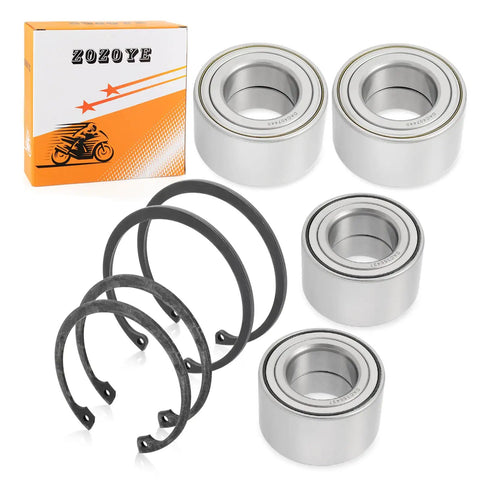 Front And Rear Wheel Bearings Kit With Circlips For Ranger Sportsman Ace Hawkeye Vehicle, includes sealed units and clip rings.