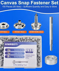 150 Pcs Stainless Steel Canvas Snap Button Kit With 2 Setting Tools For Boat Covers Marine Grade Heavy Duty Snaps