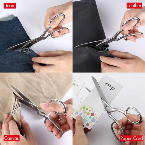 8 Inch Fabric Scissors For Sewing Professionals Ultra Sharp All Purpose Tailor Shears With Rust Resistant Stainless Steel Blades For Cutting Multi Layer Fabrics Perfect For Quilting, Dressmaking, And General Sewing Projects. cutting denim, leather, canvas, and paper cards