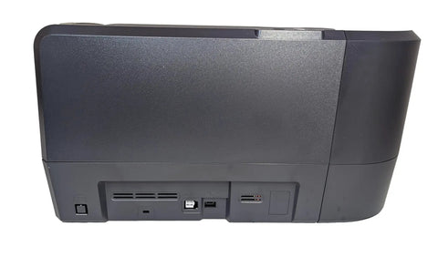 Back view of Single Sided Id Card Printer Bundle showing ports and connections, designed for turnkey id printing setup.