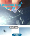 Windshield Crack Repair Kit With Vacuum Suction For SUVs Trucks And Windows Delivers Invisible, Long Lasting, Hassle Free Chip And Crack Repair In Minutes application showing before and after effect.