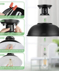 Installation guide for Farmhouse Semi Flush Mount Ceiling Light Fixture with E26 base, industrial black open barn shade pendant lamp