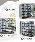 Five Tier Industrial Bookshelf With Extra Wide Open Shelves MDF Panels Heavy Duty Steel Frame viewed as plant stand, room divider, bookshelf