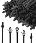 Heavy Duty Nylon Zip Ties Kit 210 Piece Push Mount Self Locking Cable Ties In 5 Sizes UV Resistant for wires and hoses
