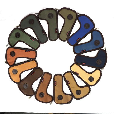 Colorful Rifle Bolt Holder Pouch Case Cover With Canvas Padding Tough As Nails Anti Rattle Protector displayed in circle