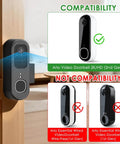 Anti Theft Doorbell Mount For Video Doorbell 2K Gen 2 No Drill Mounting Bracket Weatherproof Protection For Doorbell Camera Perfect For Homes Apartments Rentals installed on door showing compatibility.
