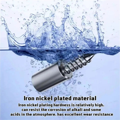Heavy Duty Self Tapping Screws With Rubber Sleeves 40 Piece Set in water, showcasing iron nickel plated material and moisture resistance.