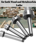 Front view: set of 4 MT1 wood lathe live centers with metal bodies for wood turning