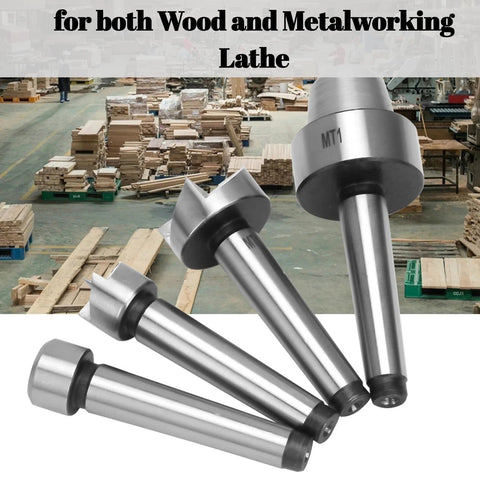 Front view: set of 4 MT1 wood lathe live centers with metal bodies for wood turning